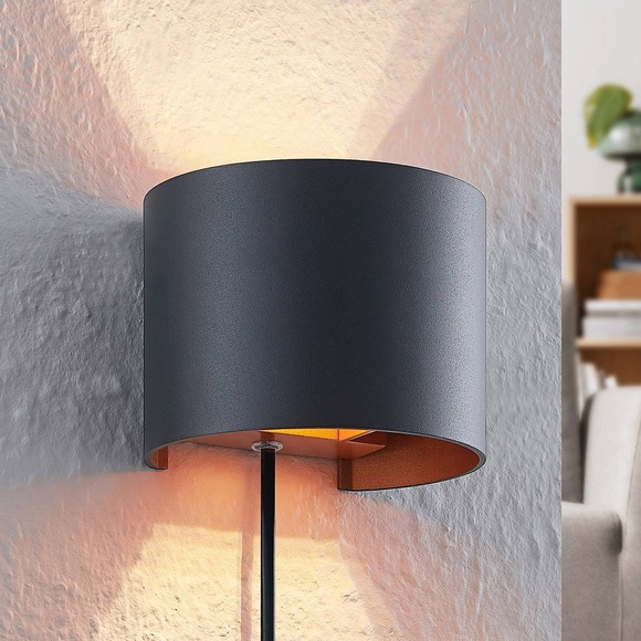 Arcchio Zuzana Alu-LED-Wandleuchte, rund, schwarz