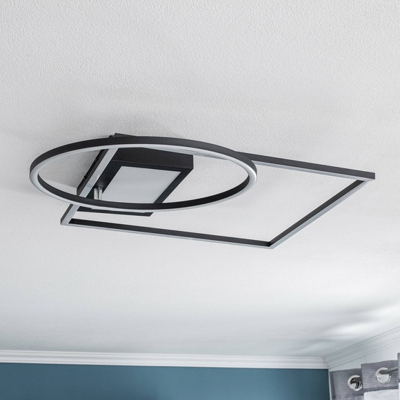 Lindby Geona LED-Deckenleuchte CCT dimmbar schwarz
