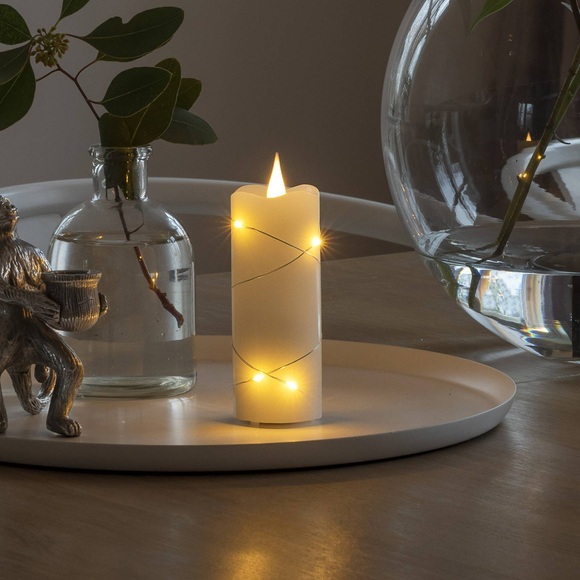 LED-Wachskerze creme Lichtfarbe Bernstein 12,7 cm