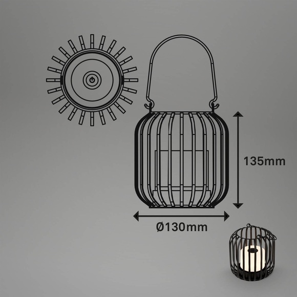 LED-Akku-Tischleuchte 7279 IP44 Metallkorb schwarz