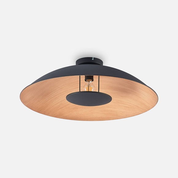 Lindby Entony Deckenlampe, schwarz, holzfarbig