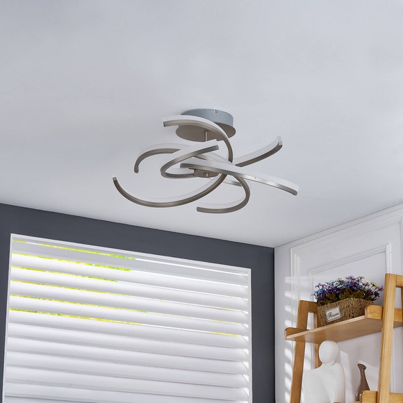 Lindby Divalis LED-Deckenlampe, stepdim, nickel