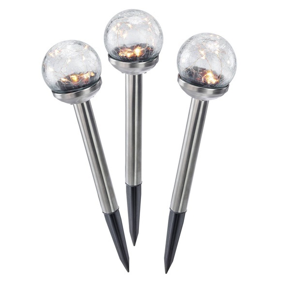 Solar-LED-Dekoleuchte Golden Balls im 3er-Set