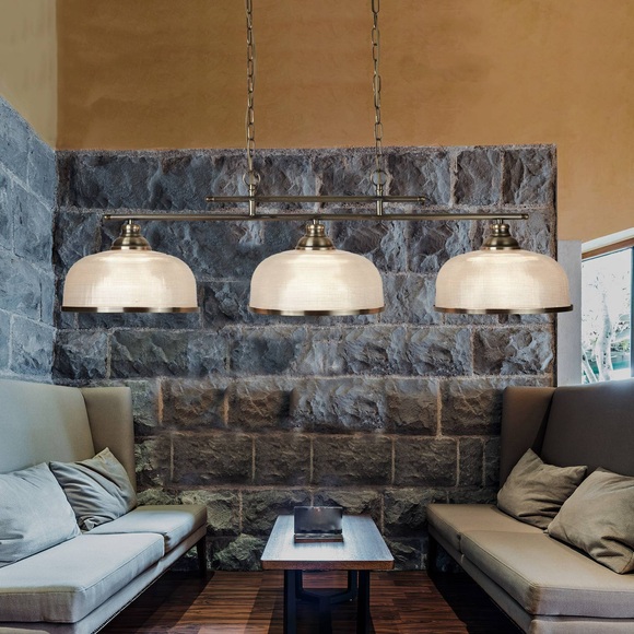 Hängeleuchte Bistro II, 3-flg. Balken, altmessing