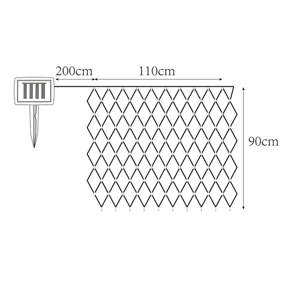 Solar-LED-Lichtervorhang IP44 110x90cm 100-flammig