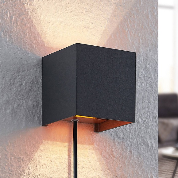 Arcchio Zuzana Alu-LED-Wandleuchte, eckig, schwarz