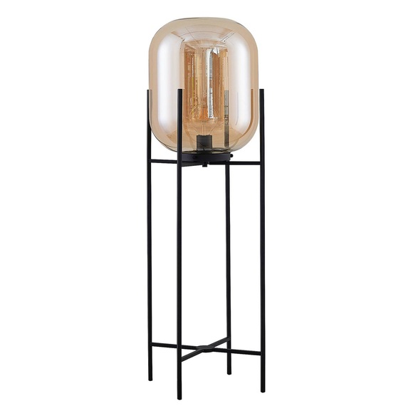 Lindby Tianina Stehlampe, Glaskolben amber