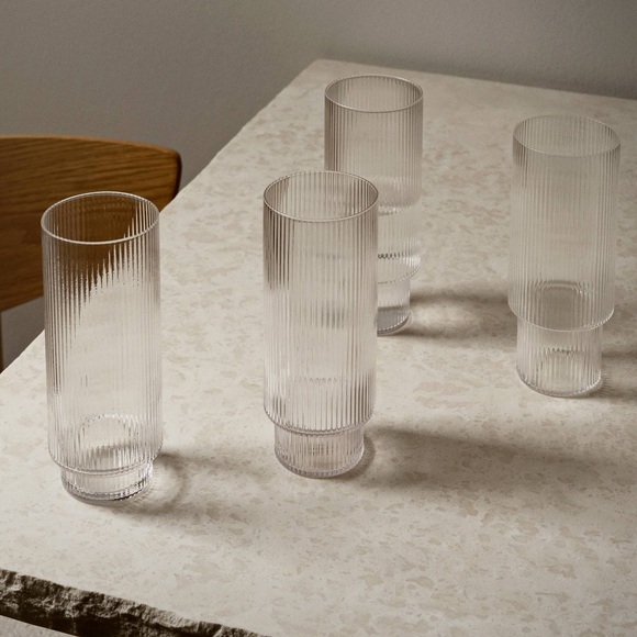 ferm living Ripple Longdrink Glas 4er-Set