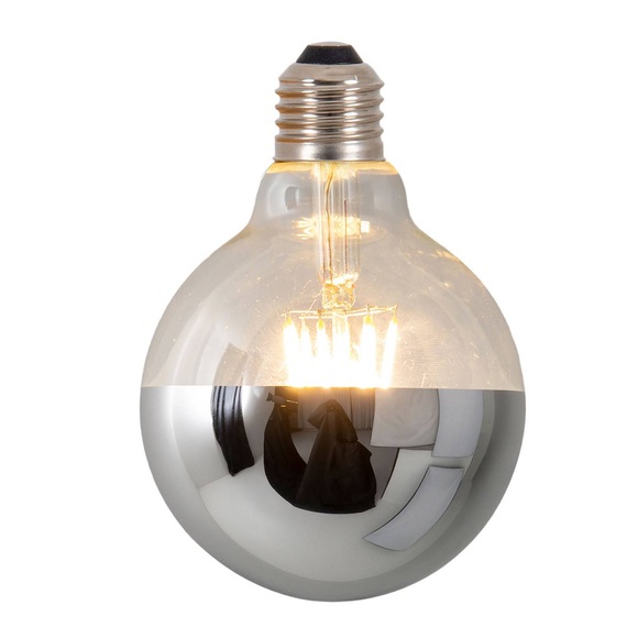 LED-Kopfspiegellampe Tomy, E27 8W dimmbar silber