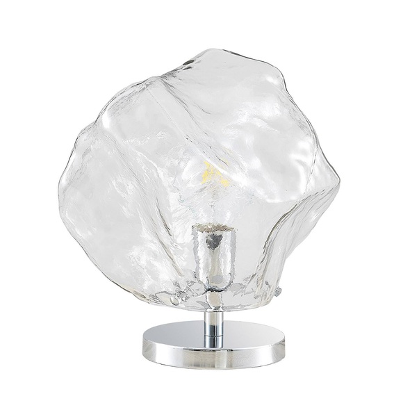 Lucande Valina Tischleuchte aus Glas, Eisoptik