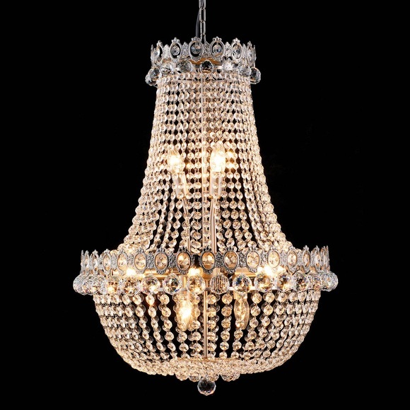 Kronleuchter CR55, zwölfflammig, mit Glasbehang