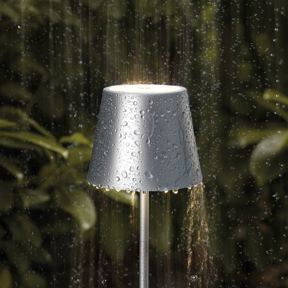 LED-Akku-Tischlampe Nuindie mini 25cm silberfarben