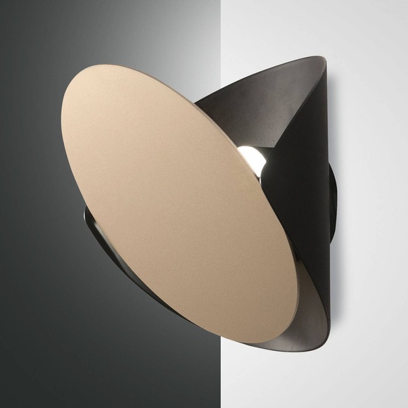 LED-Wandleuchte Shield, dimmbar, schwarz-gold