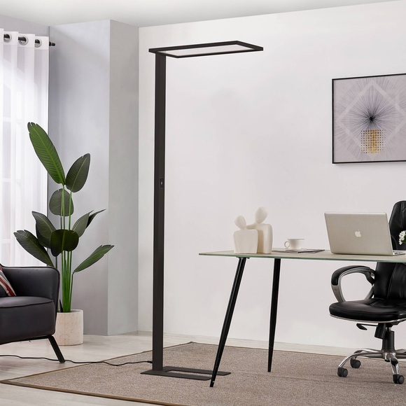 Prios Taronis LED-Büro-Stehlampe, Dimmer, schwarz