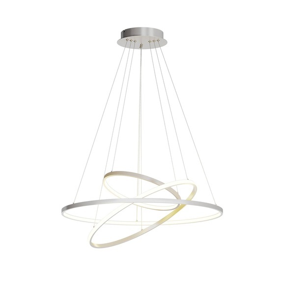 LED-Pendellampe Ezana aus drei Ringen, nickel