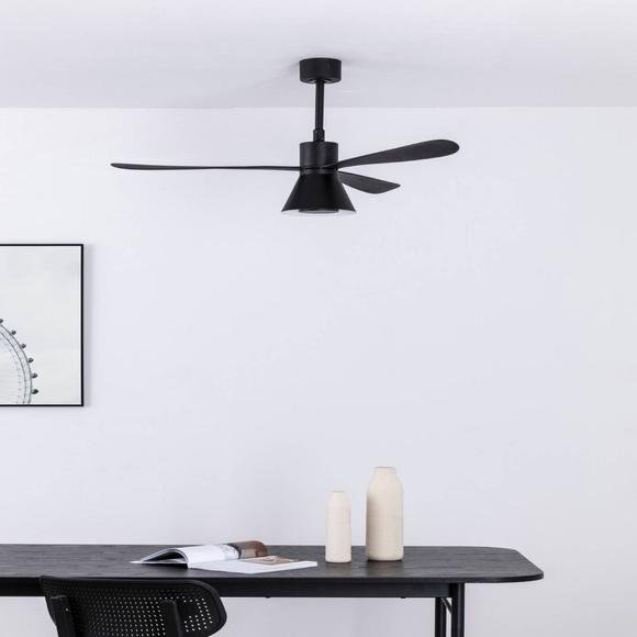 Deckenventilator Amelia Cone, LED-Leuchte, schwarz