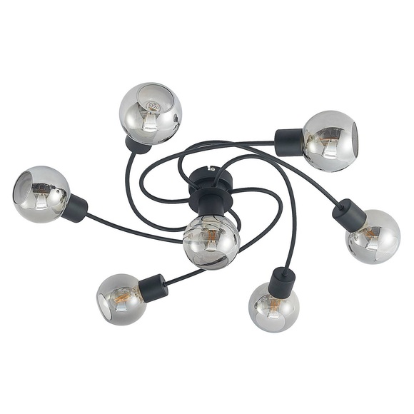 Lindby LED-Deckenleuchte Ciala, 7fl, schwarz smoke