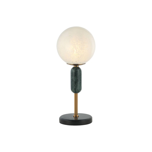 Tischleuchte Polly mit Glasschirm, Marmor-Element