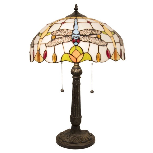 Tischleuchte 5945 im Tiffany-Look mit Libellen