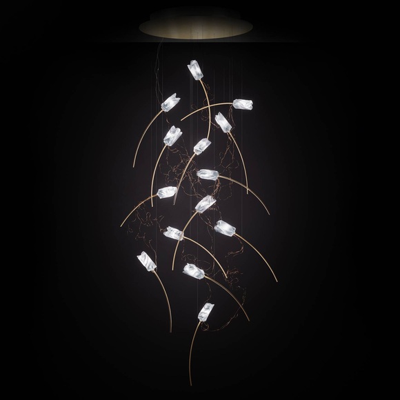 Slamp Tulip 14 LED-Hängelampe prisma/messing rund