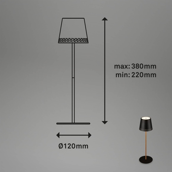 LED-Tischleuchte Kiki mit Akku 3.000K schwarz/gold