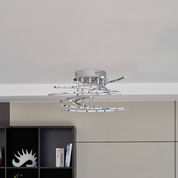 Lindby Flakira LED-Deckenlampe, 10-fl. chrom