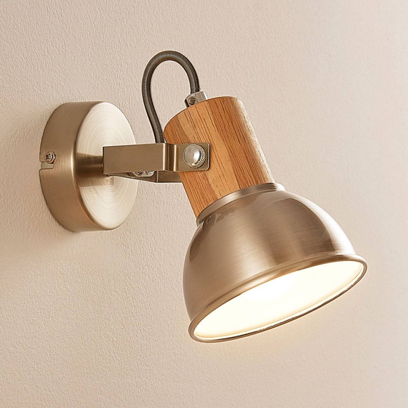 LED-Wand- und Deckenspot Dennis mit Holzdetail