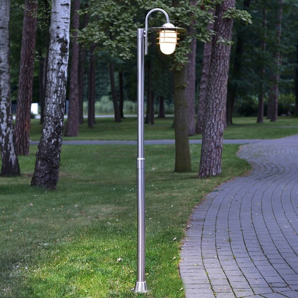 Gebogene Mastleuchte Mian aus Edelstahl