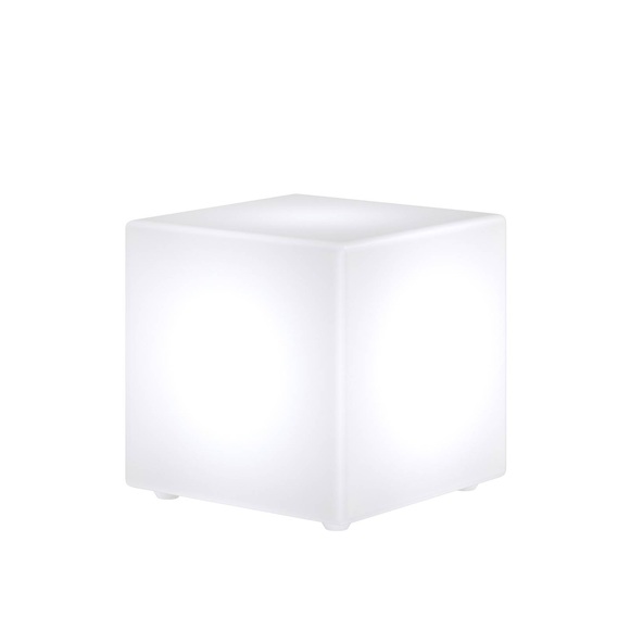 Würfelförmige LED-Solarlampe Ziva in Weiß