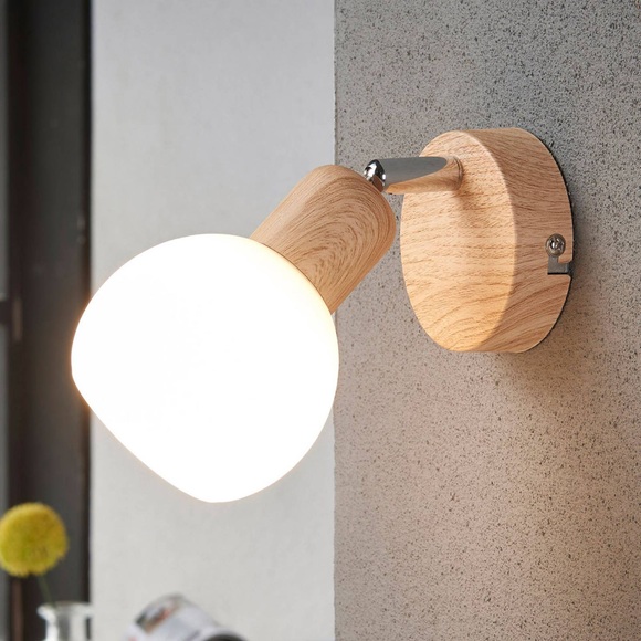 LED-Strahler Svenka, 1-fl. Holzoptik