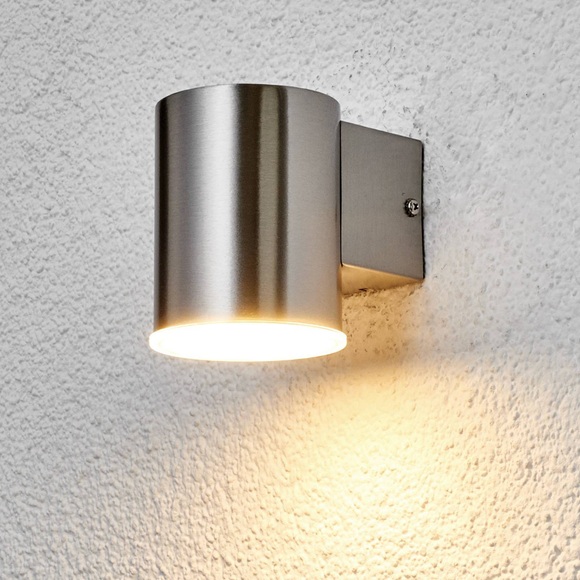 Runde LED-Außenwandleuchte Morena aus Edelstahl