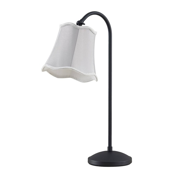 Lucande Binta Stofftischlampe, Vintage, silbergrau