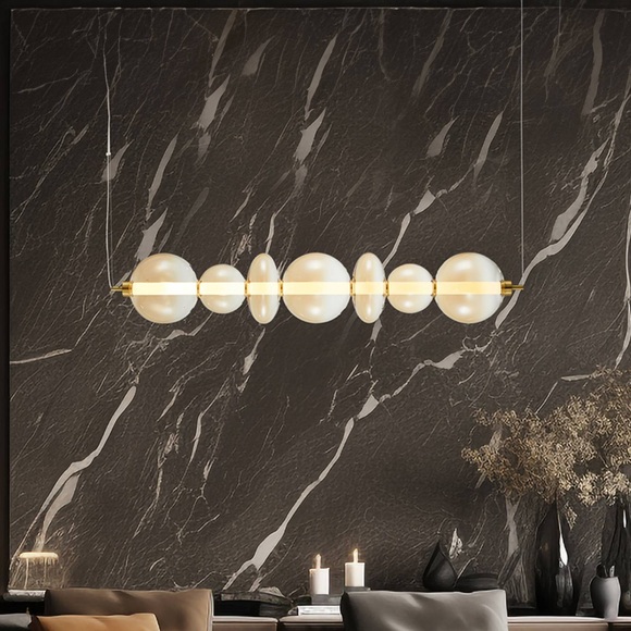LED-Hängelampe Daphne, Glas amber-transparent, Länge 118 cm
