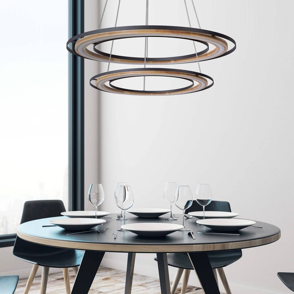 LED-Pendellampe Rilas mit Ringschirmen zweiflammig
