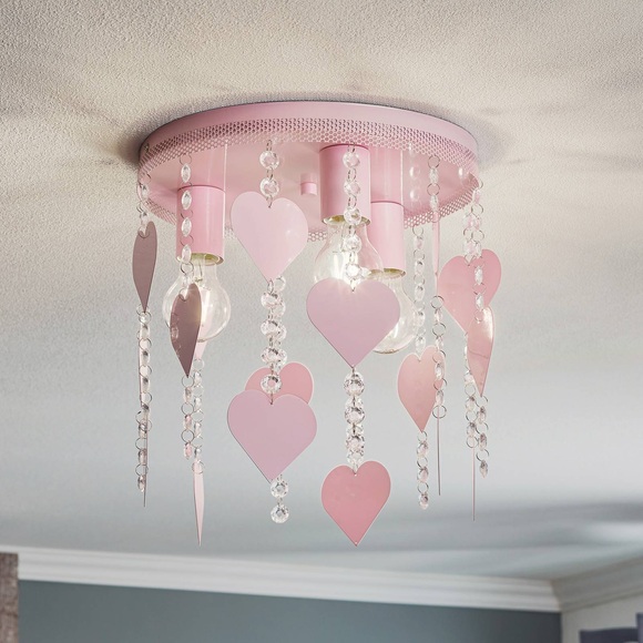 Deckenleuchte Corazon in Pink mit Herzen