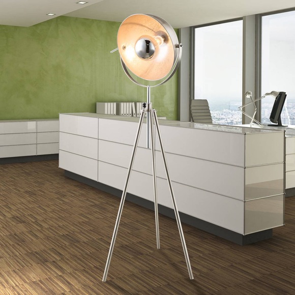 GLOBO NOSY Stehleuchte nickel matt, nickel matt silber metallic, Schirm schwenkbar, Ka