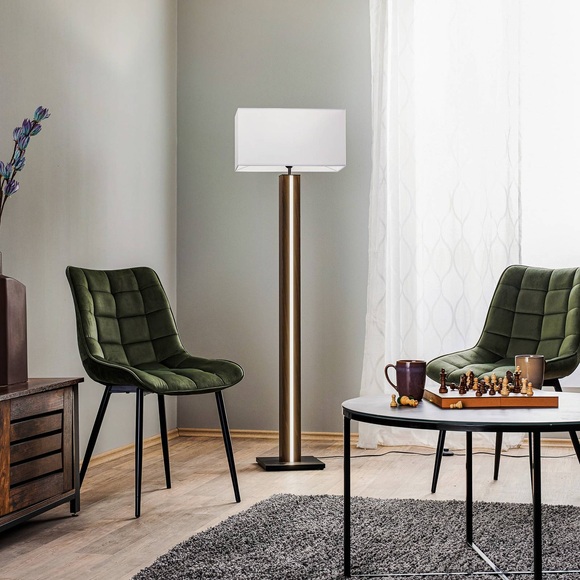 Stehlampe Elegance, nussbaumfurnier, weiß, dimmbar