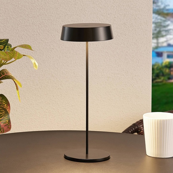 Lucande Tibia LED-Tischleuchte, USB, schwarz