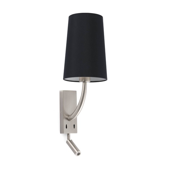Wandleuchte Rem mit LED-Leseleuchte, schwarz/nicke