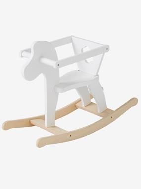 Puppen-Schaukelpferd aus Holz weiss