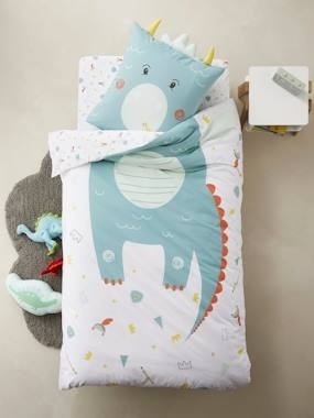 Set aus Bett- und Kissenbezug ,,Drache blau