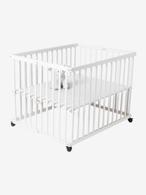 Baby-Laufgitter aus Holz, klappbar weiss
