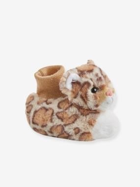 Plüschpantoffeln für Baby Jungen beige leopold