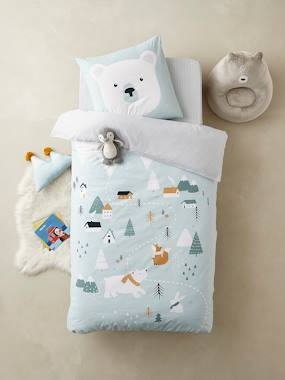 Set aus Bett- und Kissenbezug Berge blau