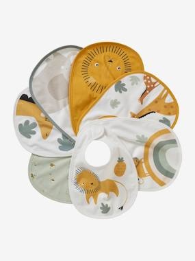 Bio-Kollektion: 7 Baby-Lätzchen, Klett weiss bedruckt/dschungel