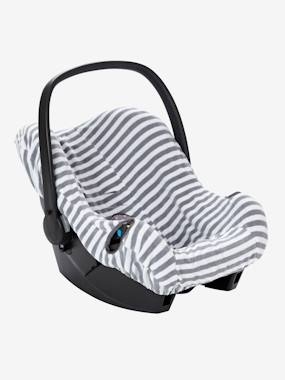 Bezug für Babyschale Gr. 0+. grau/weiss gestreift
