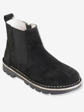 Jungen Leder-Boots, Reissverschluss schwarz