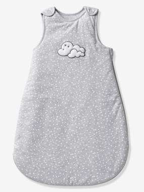 Wattierter Schlafsack Wolkenschloss grau bedruckt