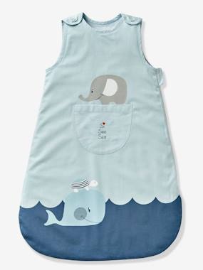 Ärmelloser Sommer-Schlafsack Wal hellblau
