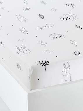 Baby Spannbettlaken Zauberwald weiss/schwarz